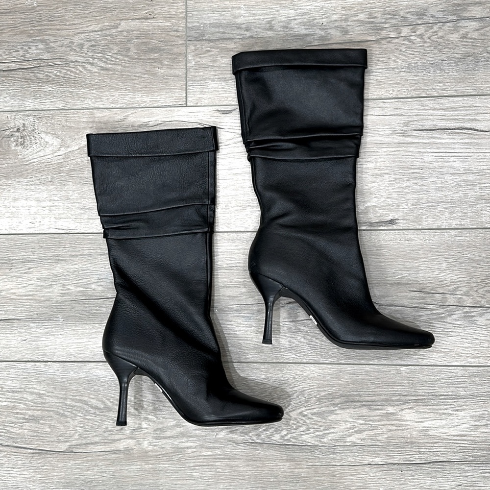 Black leather boots